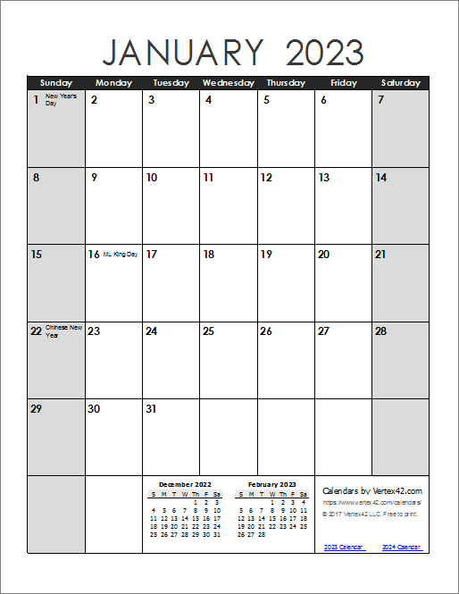 2023 Calendar Printable Monthly - 2023Calendar.net