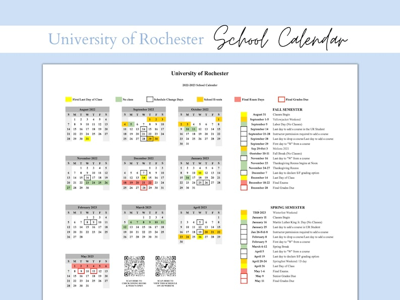 University Of Rochester 20222023 Calendar
