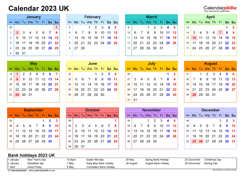 2023 Calendar With Holidays Printable Free
