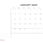 Monthly Blank Calendar 2023 With Notes Calendar Quickly